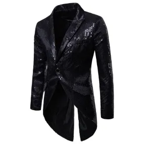 Men's England Style Sequins Slim Fit Single Button Nightclub Blazers