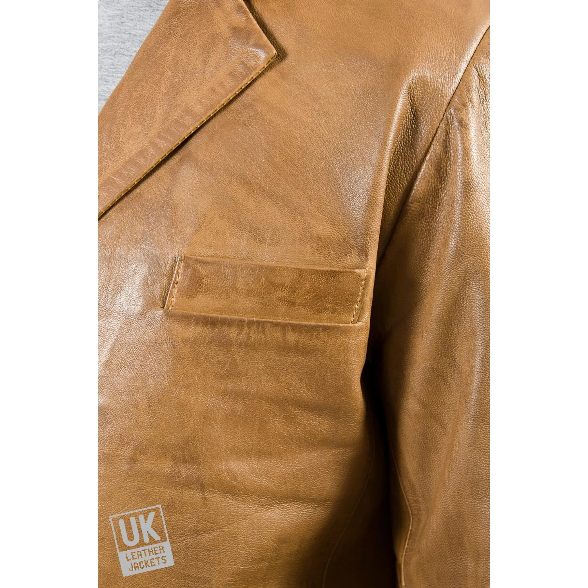 Mens Tan Leather Blazer - Grosvenor | UK Leather Jackets
