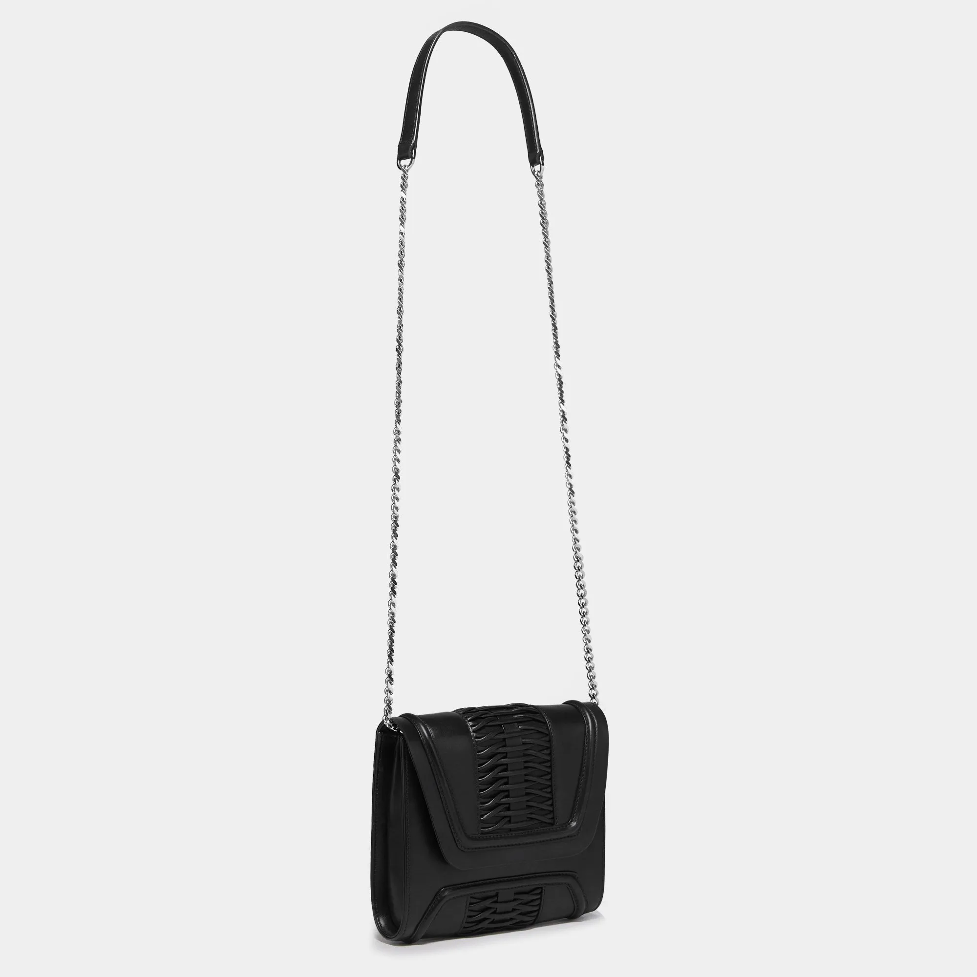 Mini Giovanna braided black clutch