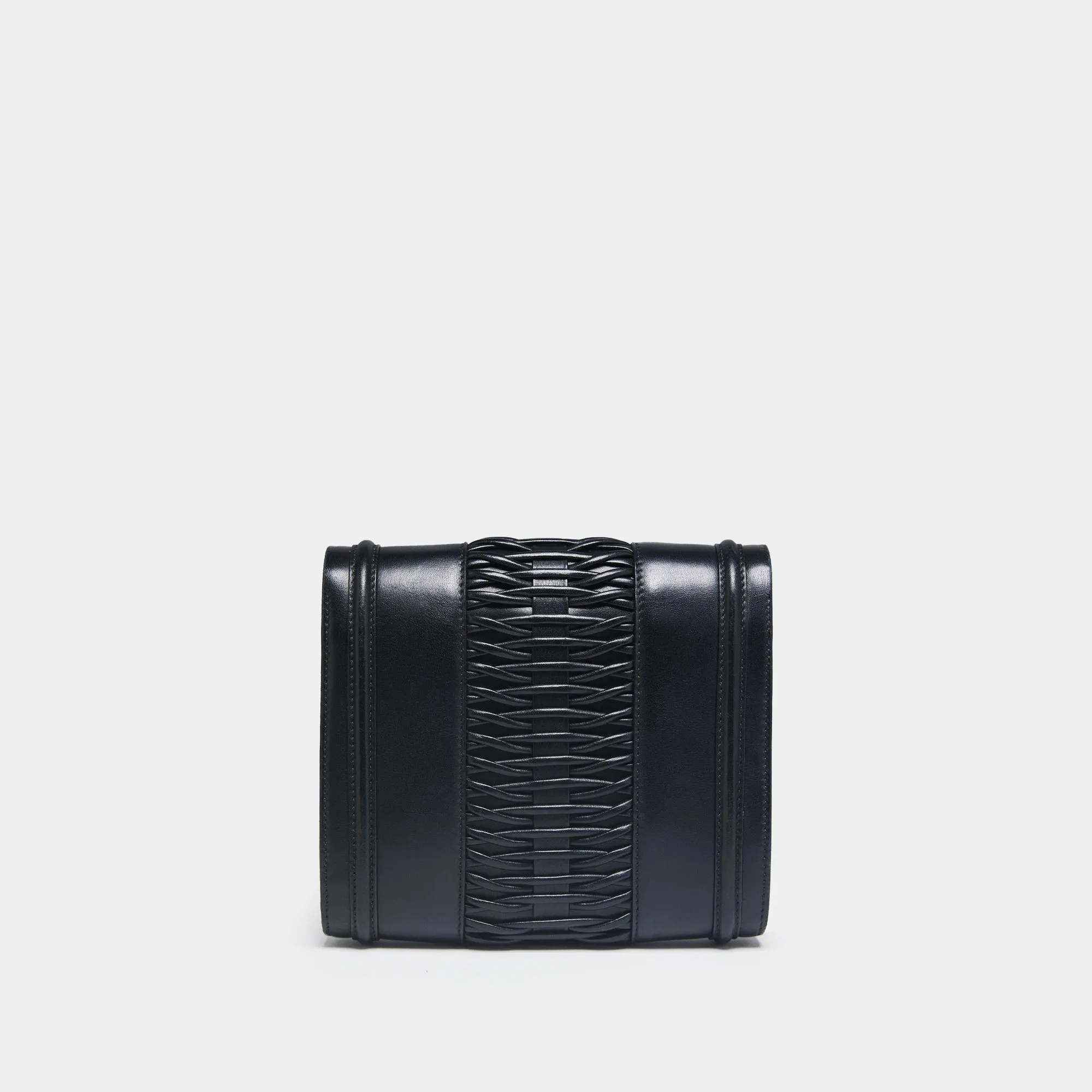 Mini Giovanna braided black clutch