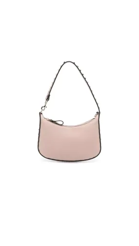 Mini Rockstud Hobo Bag In Grainy Calfskin - POUDRE