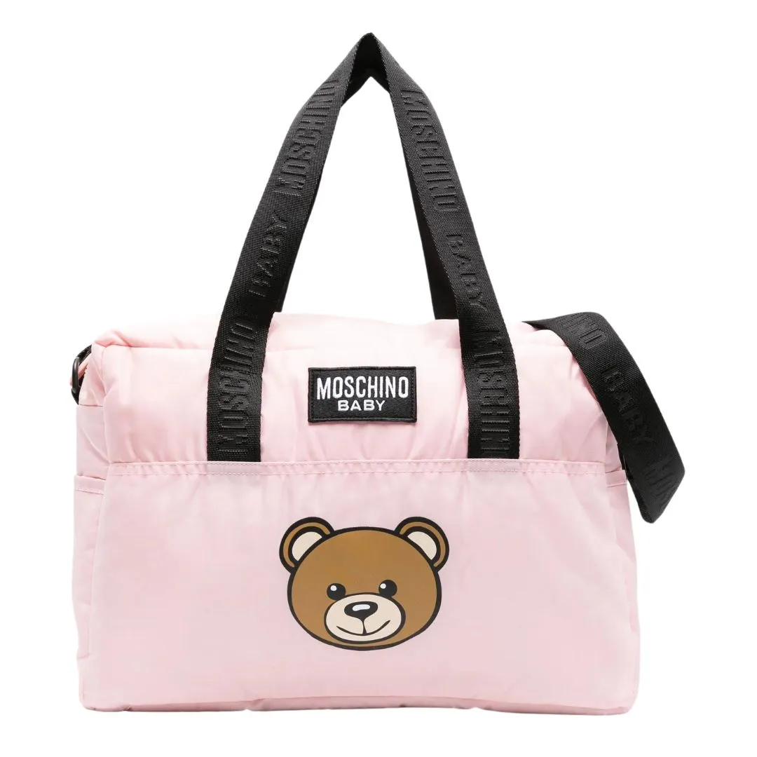 Moschino Nappy Bag Logo Bear Pink