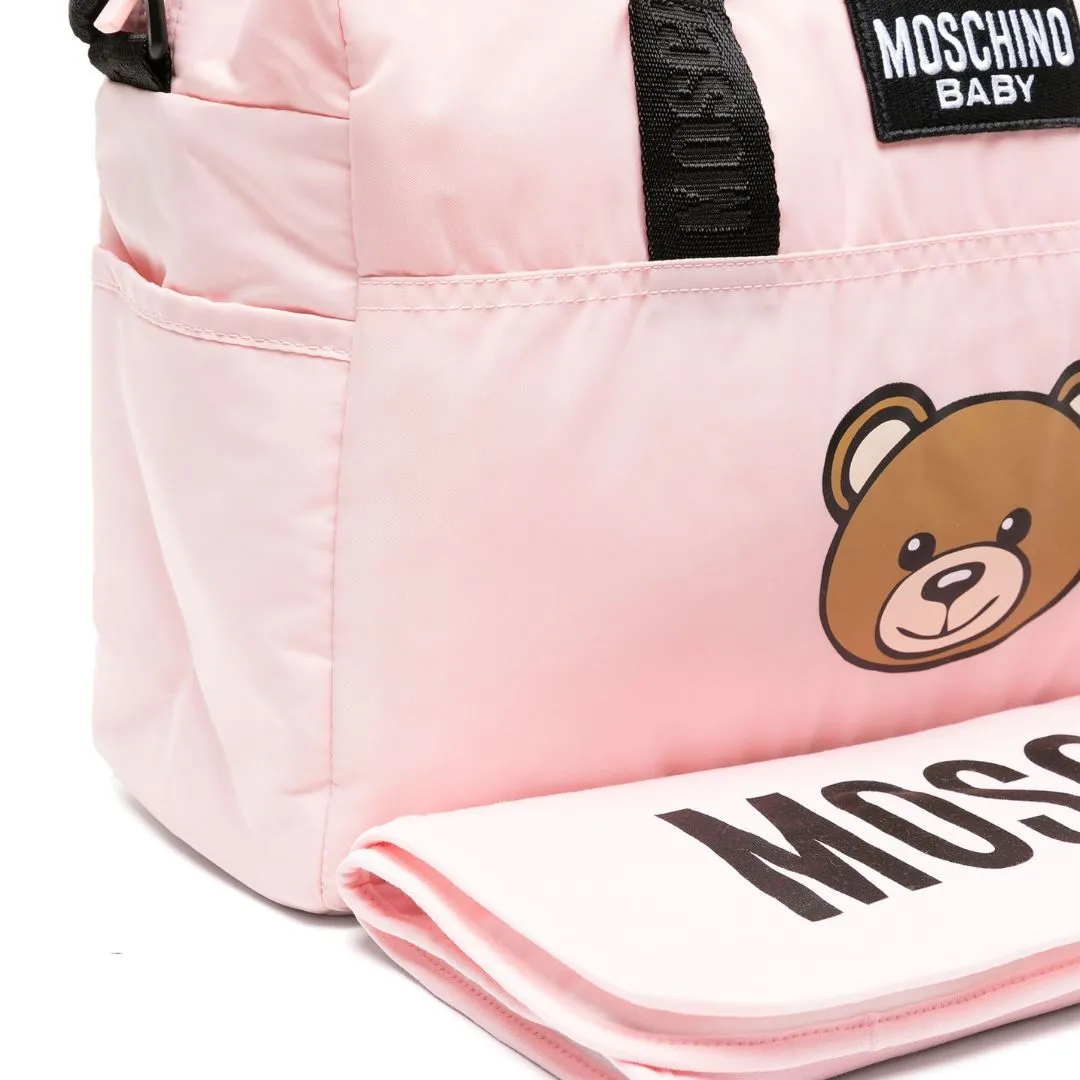 Moschino Nappy Bag Logo Bear Pink