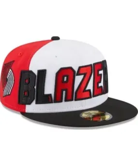 New Era Men's NBA White/Black Portland Trail Blazers Back Half 59FIFTY Fitted Hat