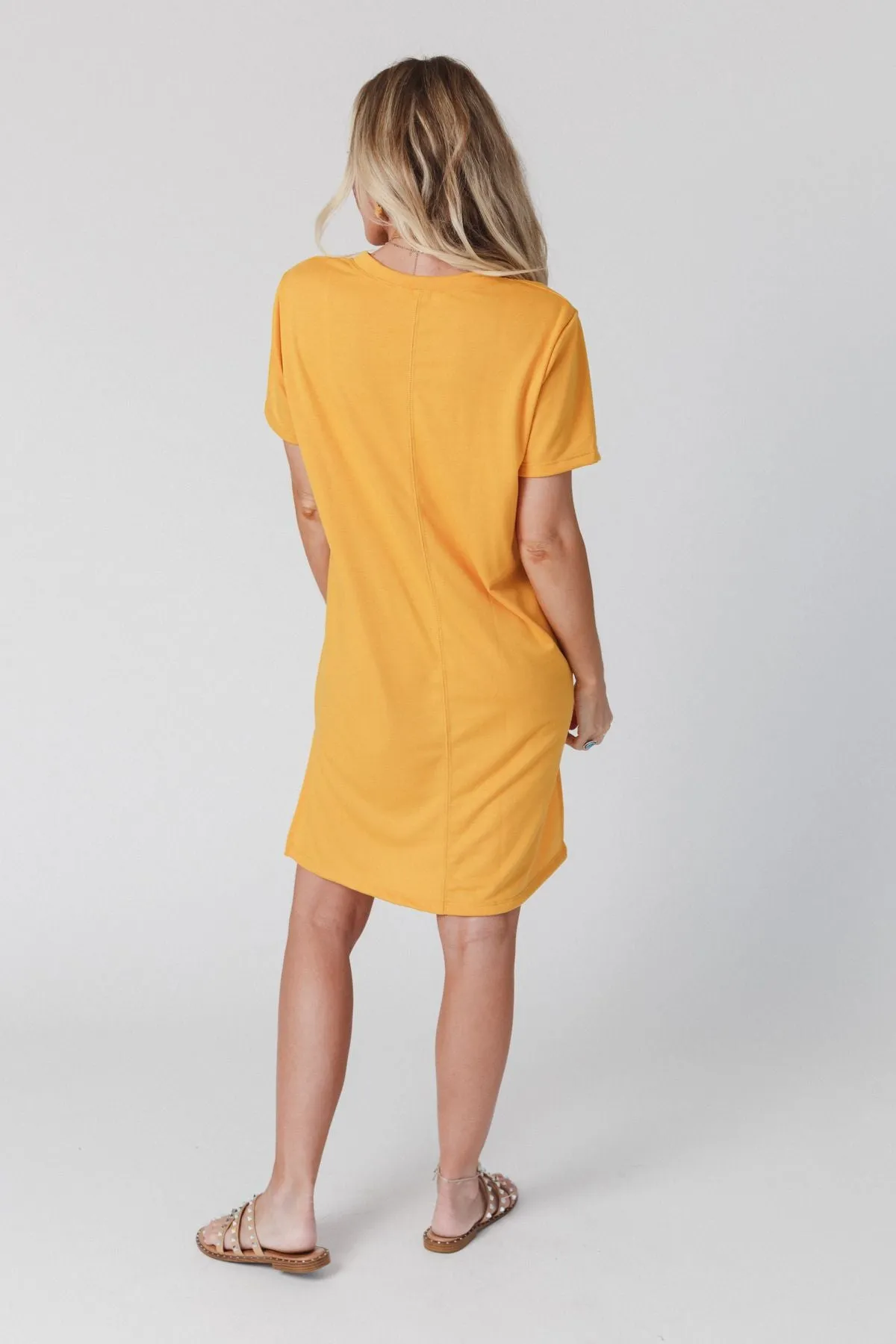 On The Daily Oversized Slit Tee Dress - Mustard