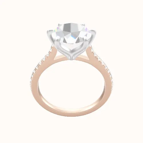 Pave Cathedral Engagement Ring With Petal Six Prong Head