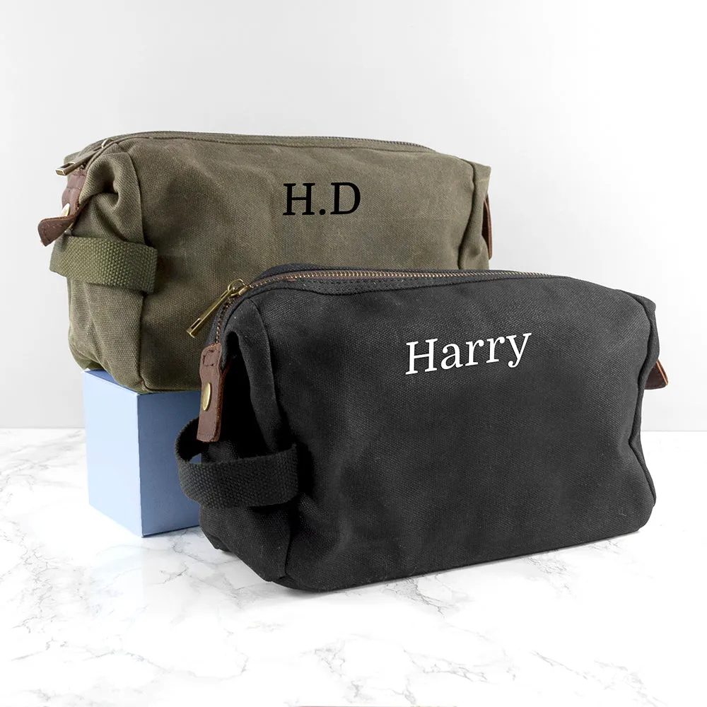 Personalised Men's Waxed Wash Bag