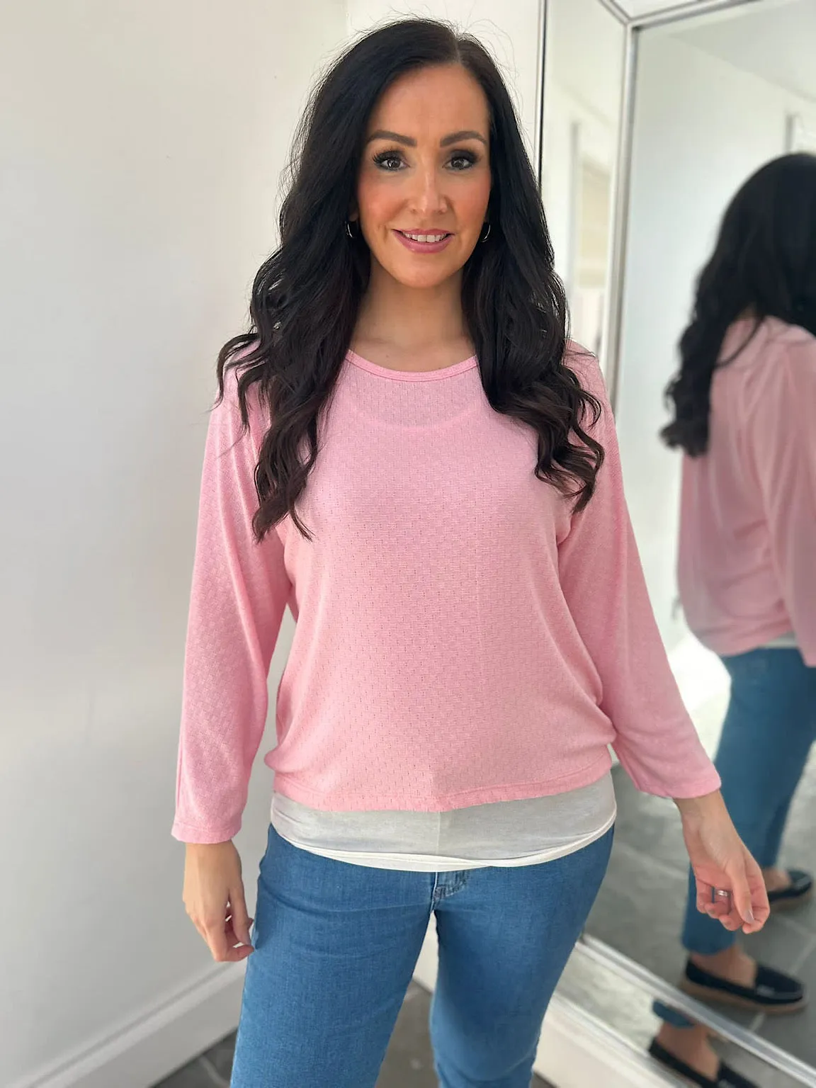 Pink Layered Lightweight Knit Kiera