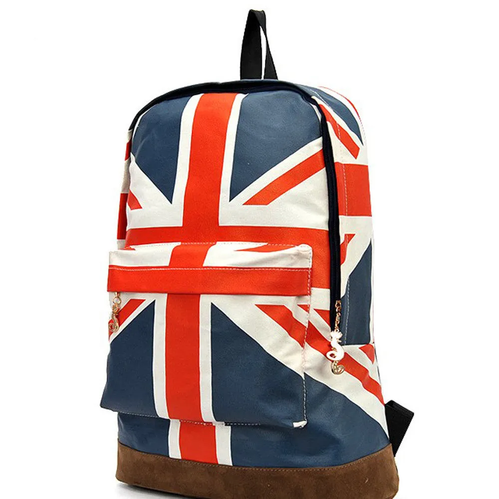 Printing Women's Backpack UK British Flag Union Jack Style Backpack Shoulder School Bag Ruckback Canvas Bag