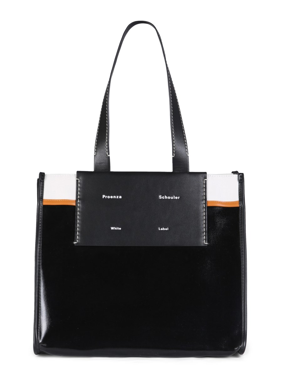 PROENZA SCHOULER WHITE LABEL    MORRIS COATED CANVAS TOTE BAG