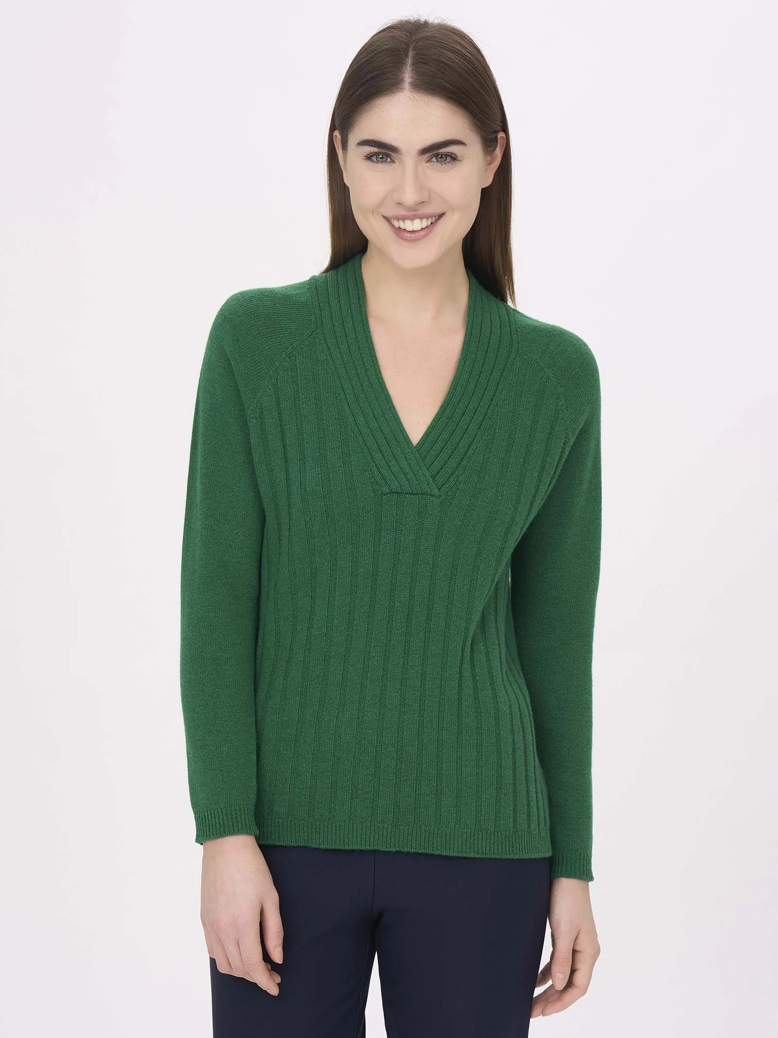 Pullover con scollo a V in Cashmere Blend - Juniper