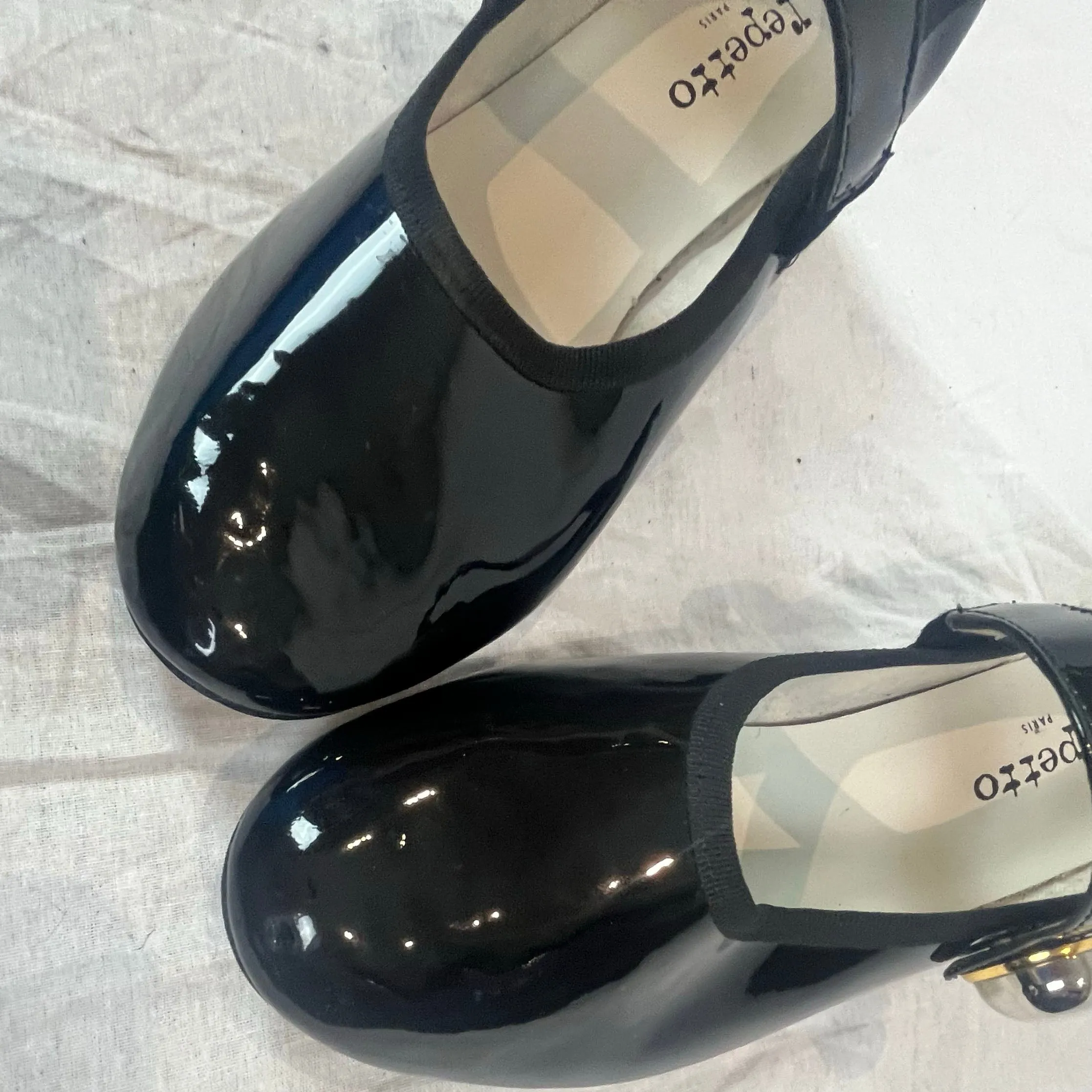 Repetto Brand New 310 Black Patent Elia Babies Maryjane Heels 37.5