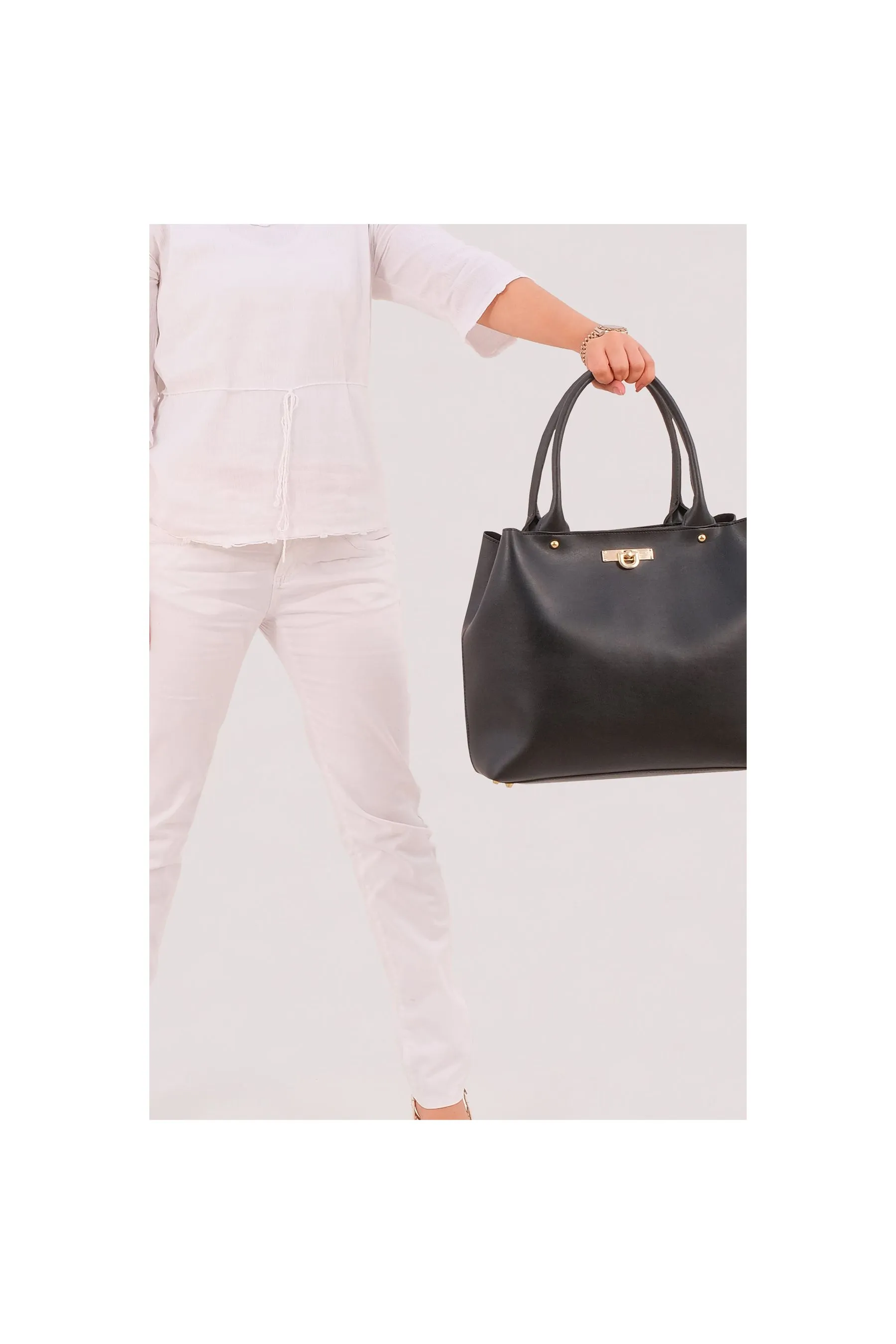 RTW Black Zipper Tote Bag Black Women Shoulder Bags