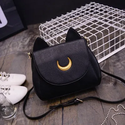 Sailor Moon Chain Bags Women Ladies Shoulder Bag Cat Designer PU Leather Handbag Women Messenger Crossbody Small Bag
