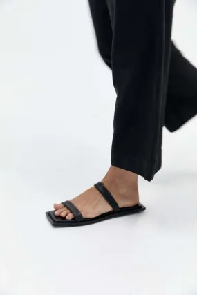 St Agni Minimal Two Strap Slide Black Size 7