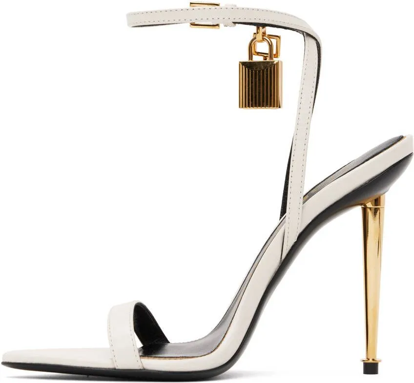 TOM FORD White Padlock Pointed Naked Heeled Sandals