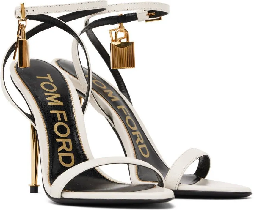 TOM FORD White Padlock Pointed Naked Heeled Sandals