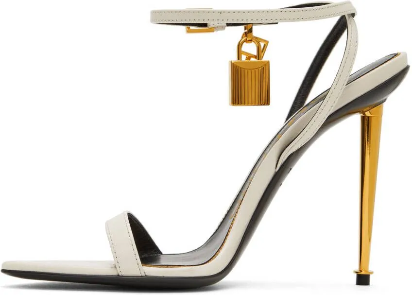 TOM FORD White Padlock Pointed Naked Heeled Sandals