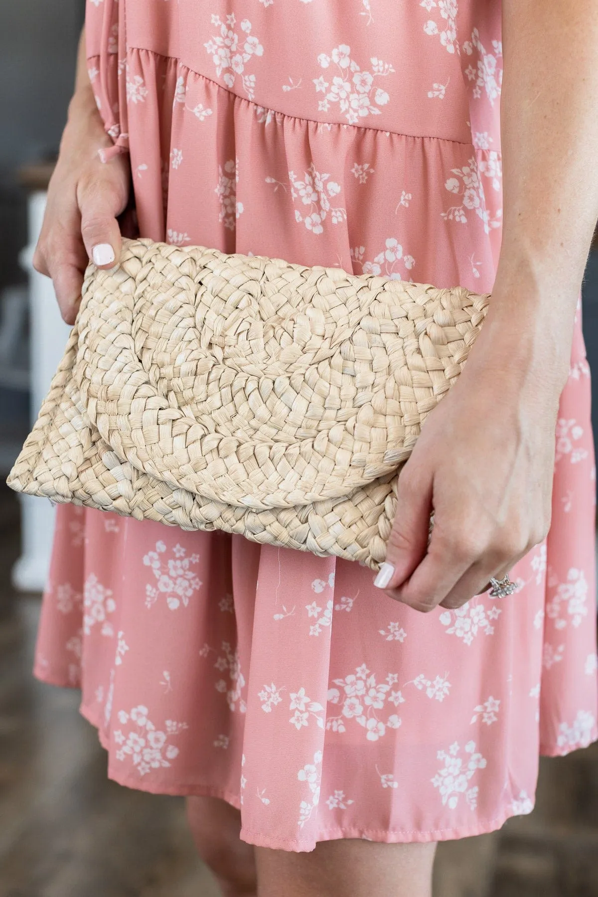 True Love Stories Woven Clutch- Natural