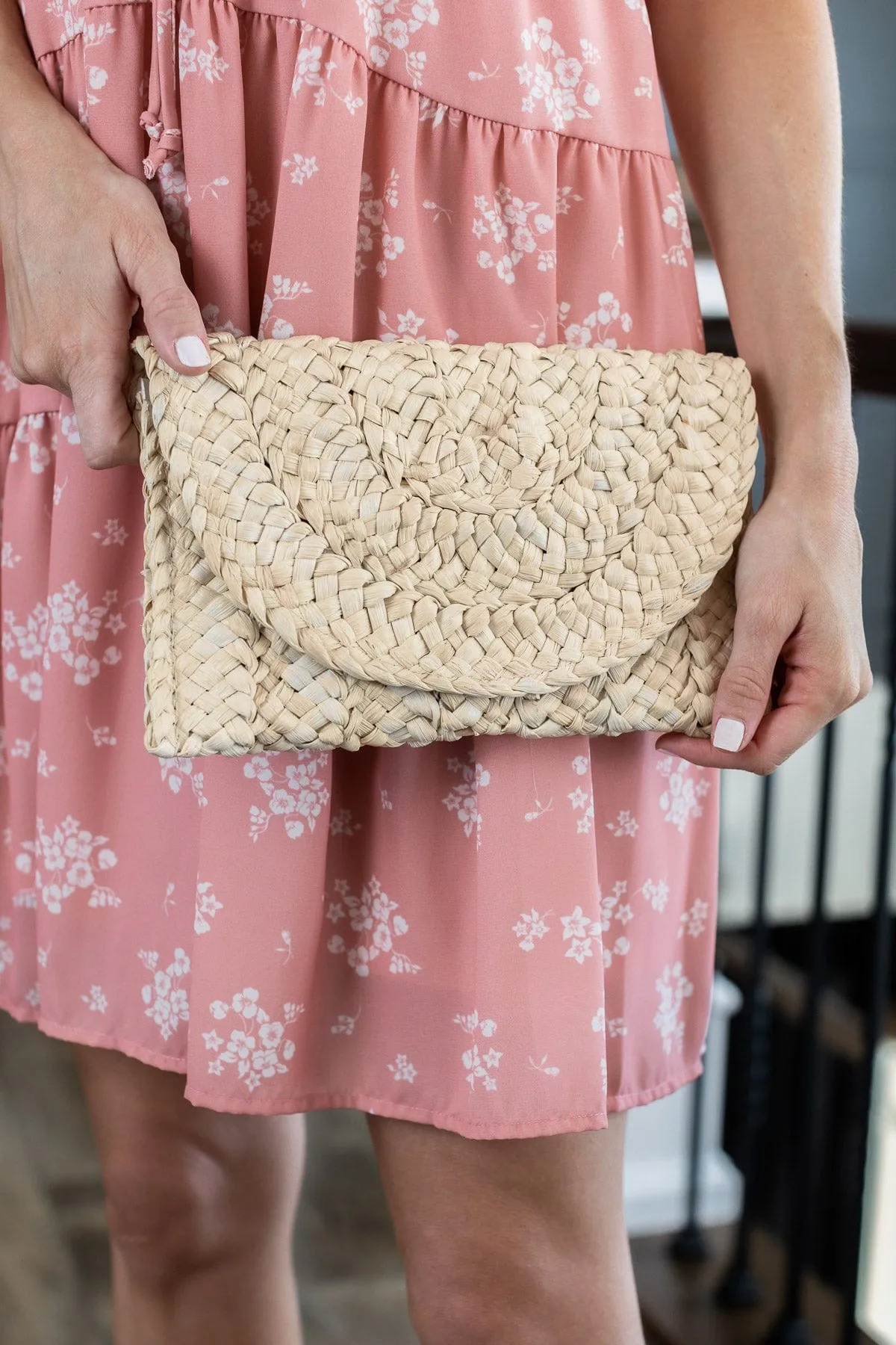 True Love Stories Woven Clutch- Natural