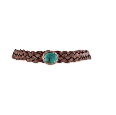 Turquoise Bezel Leather Choker