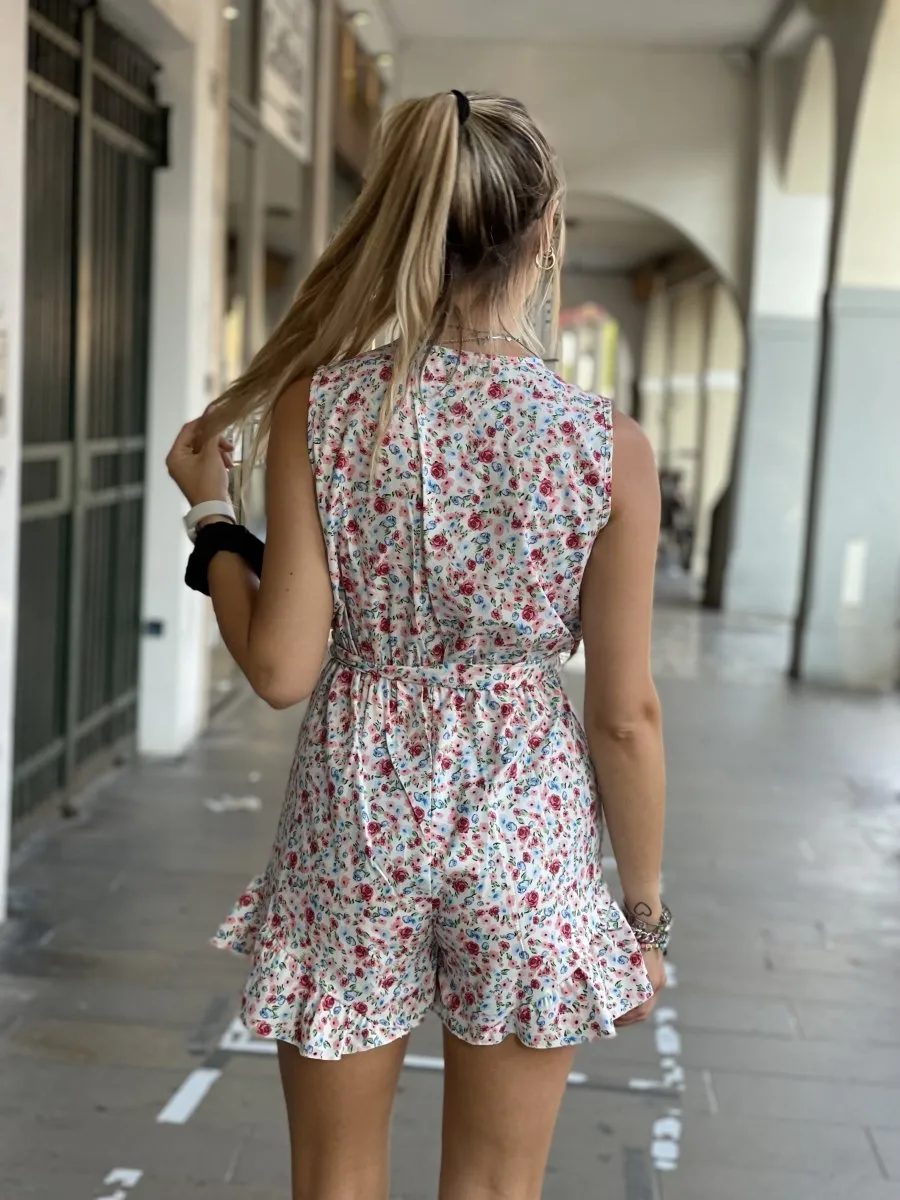 Tutina bianca a fiori