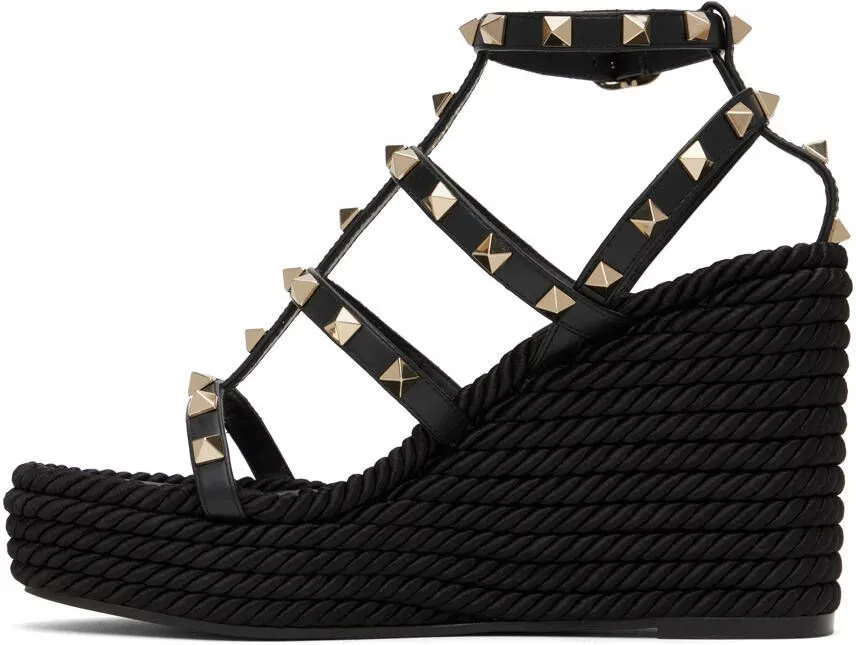 Valentino Garavani Black Rockstud 95 Heeled Sandals