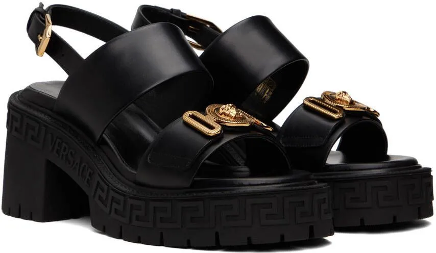 Versace Black Medusa Biggie Heeled Sandals