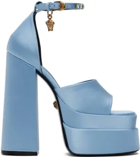 Versace Blue Medusa Aevitas Platform Heeled Sandals