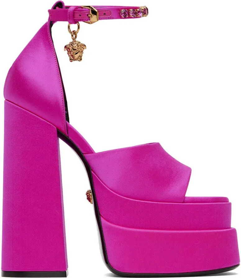 Versace Pink Medusa Aevitas Platform Heeled Sandals