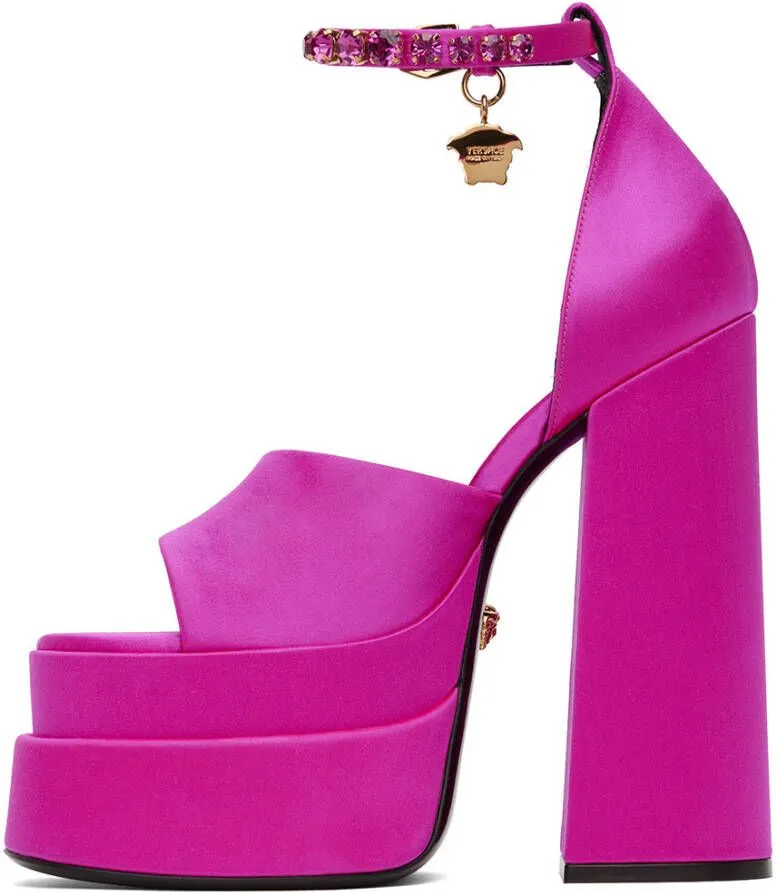 Versace Pink Medusa Aevitas Platform Heeled Sandals