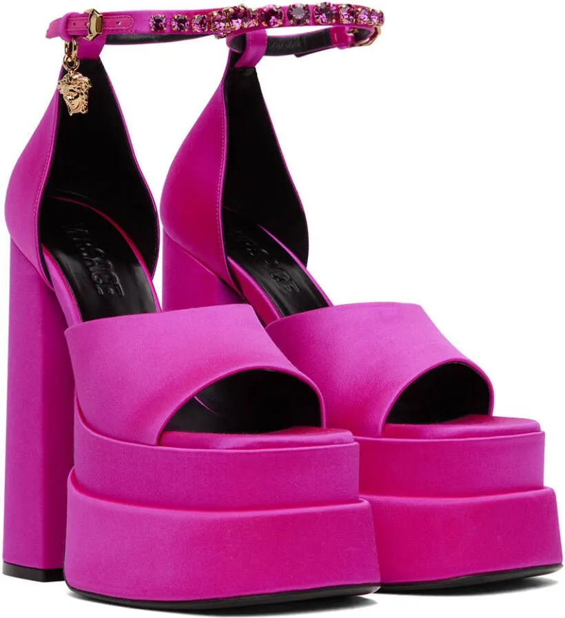 Versace Pink Medusa Aevitas Platform Heeled Sandals