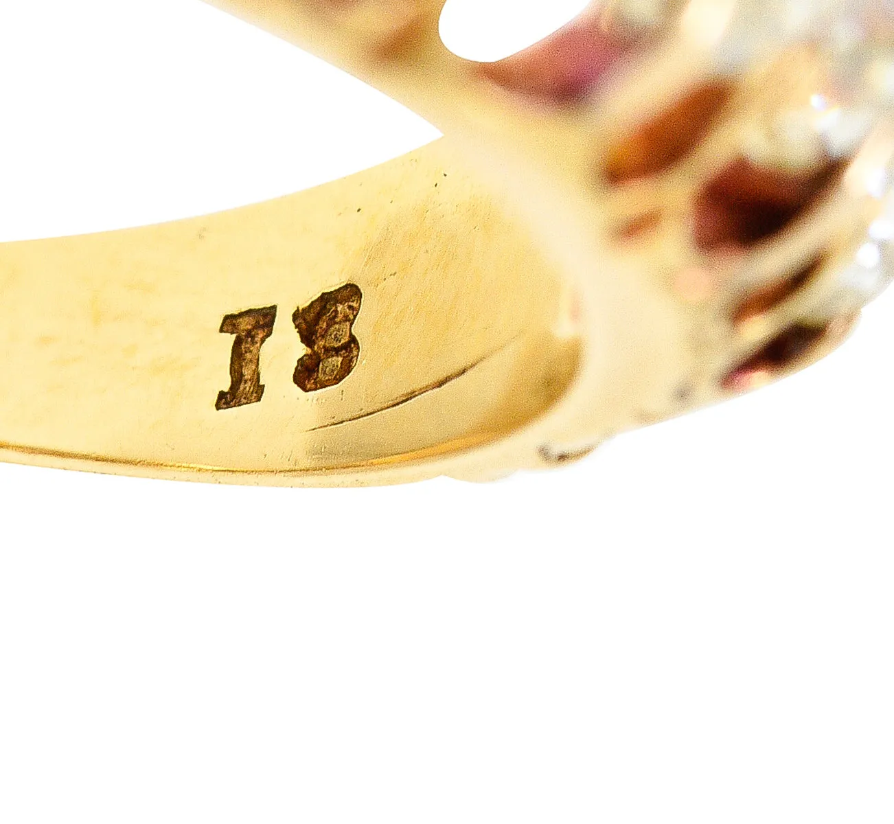 Victorian 1.40 CTW Old Mine Cut Diamond 18 Karat Yellow Gold Belcher Crescent Antique Five Stone Band Ring