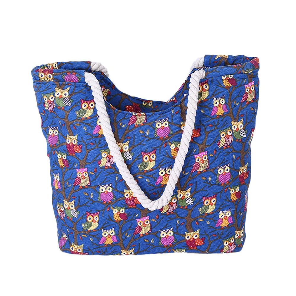 Vintage owl Printing Lady Women Messenger bags Cotton Canvas Hbag Tote Shoulder Bag Bolsas Bolsa Feminina