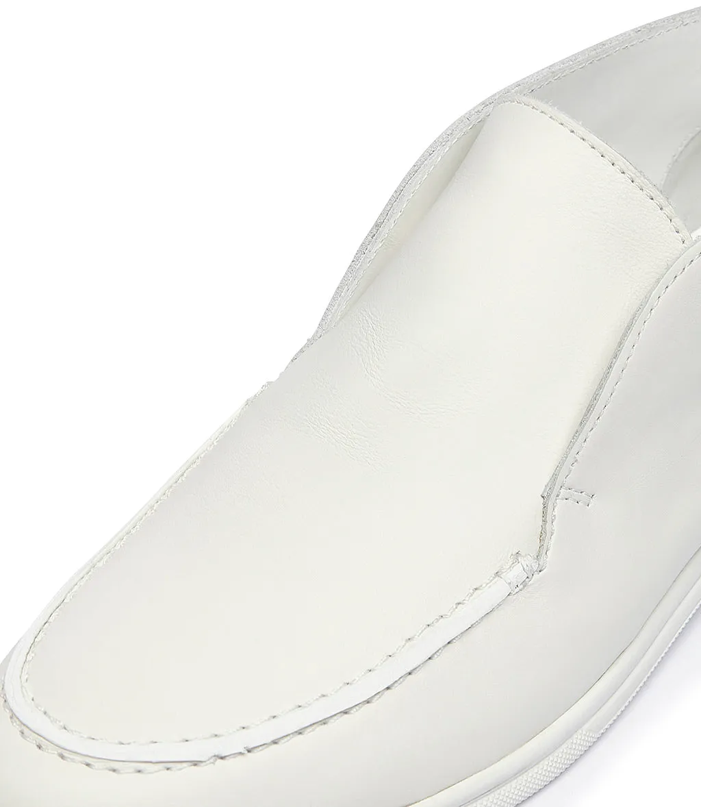 White leather loafers