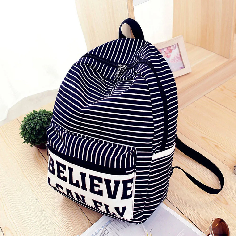 Women backpack Canvas Students school backpacks For Girl Mochila Mujeres Travel bag Striped Printing Backpack Satchel