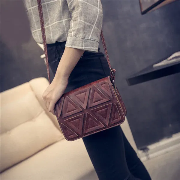 Women bag Triangle Stitching Retro Shoulder messenger bags hbags women famousleather hbag designer