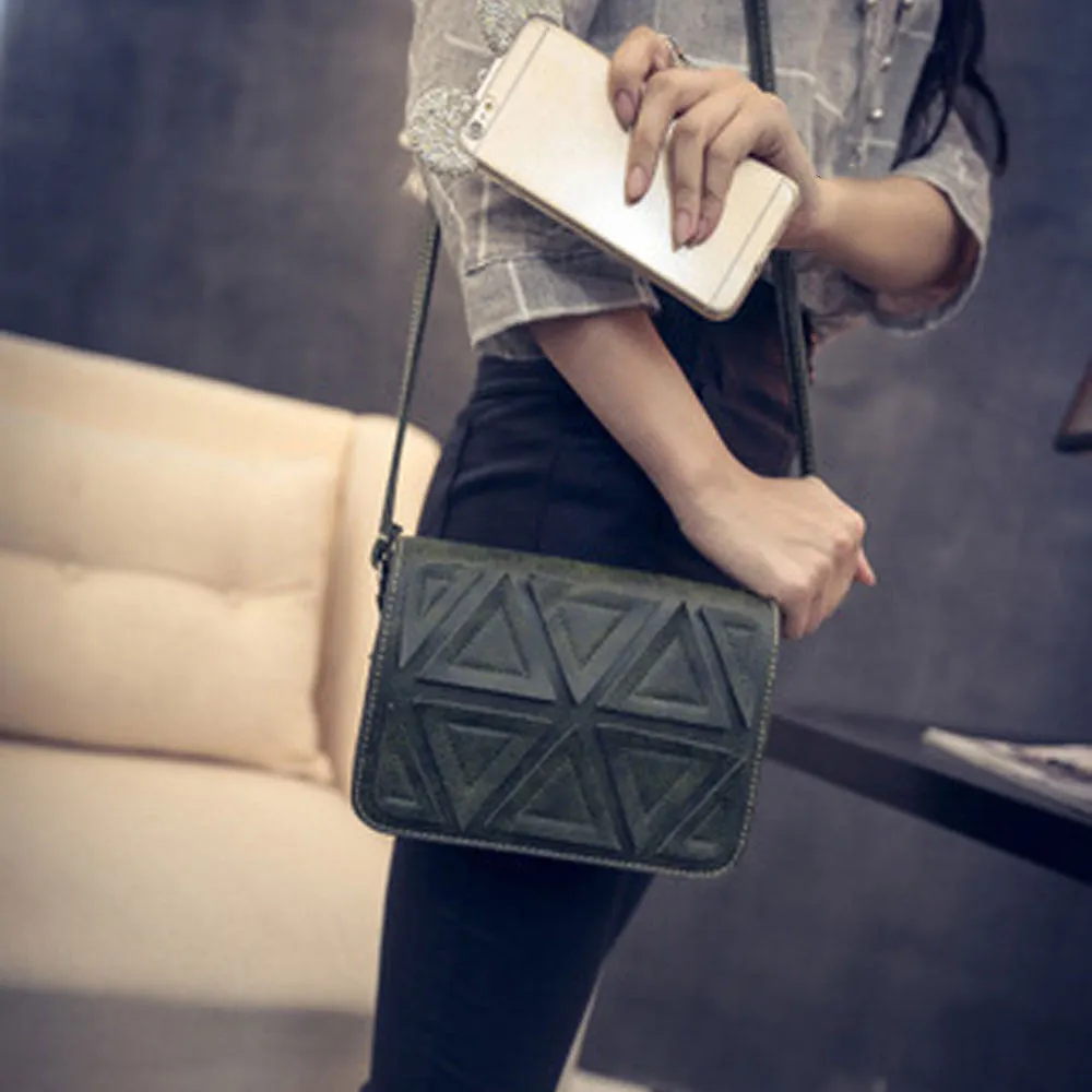 Women bag Triangle Stitching Retro Shoulder messenger bags hbags women famousleather hbag designer