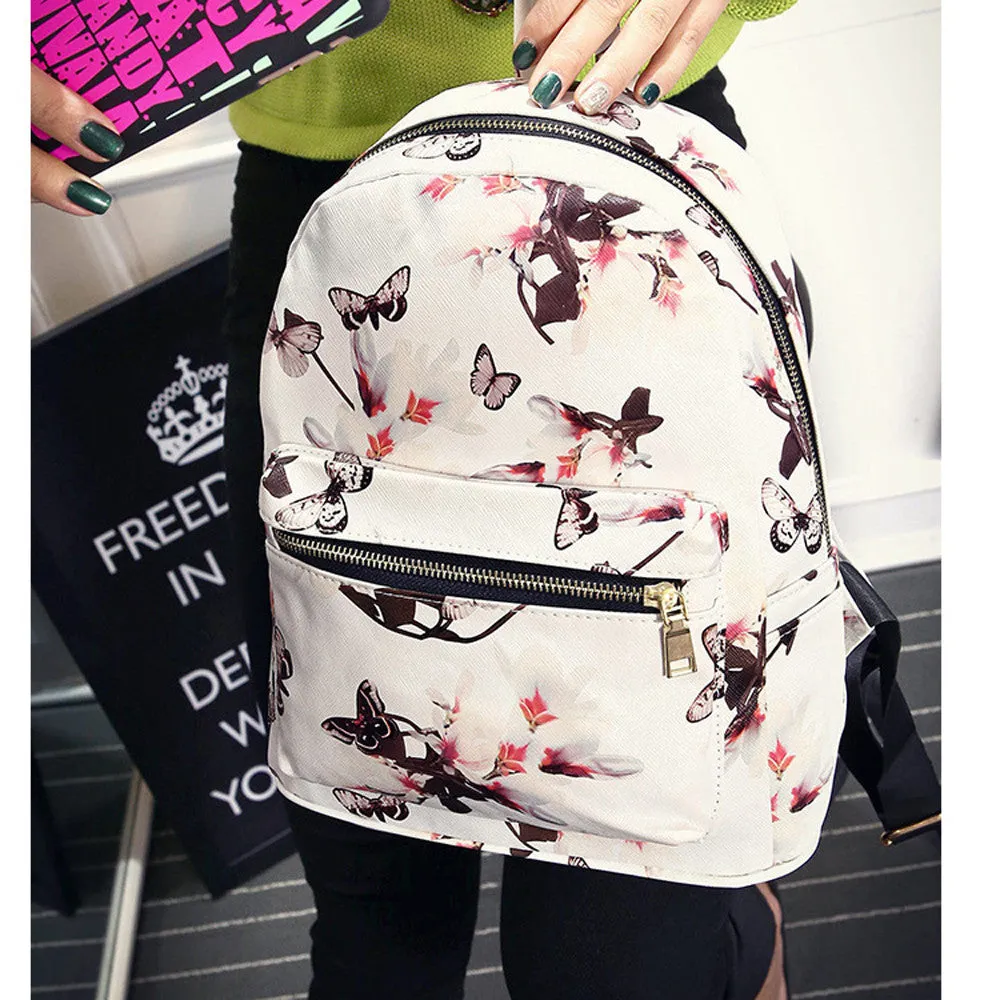 Women Floral Butterfly Printing Backpacks for women Shoulder School Travel Bag Ruckback with Zipper