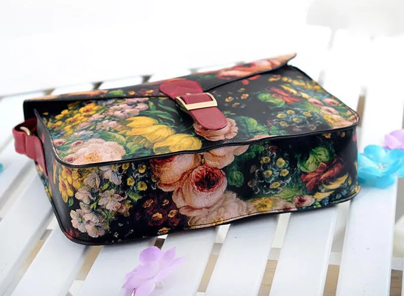 Women Handbag Painting Flowers PU Leather Crossbody Handbag Tote Bags Special Offfer European Style Freeship