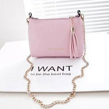 Women PU Leather Handbags Tassel Mini Shell bags Candy Chain Bags Ladies Women's Messenger bags Bolsos Mujer