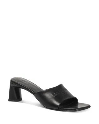 Women's Embossed Logo Heeled Slide Sandals