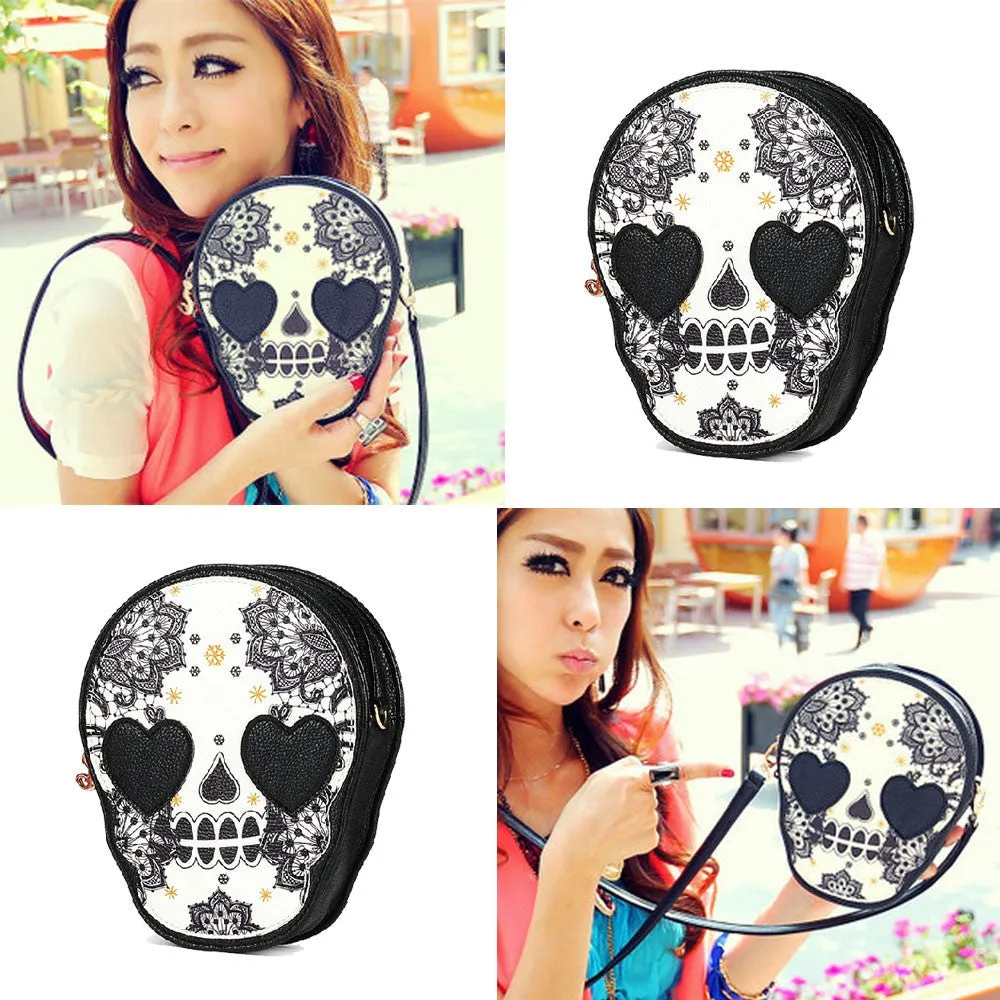 Women's Handbags Black Skull Mini Shoulder Bag Messenger Bags Handbag Borse Bolsa Feminina