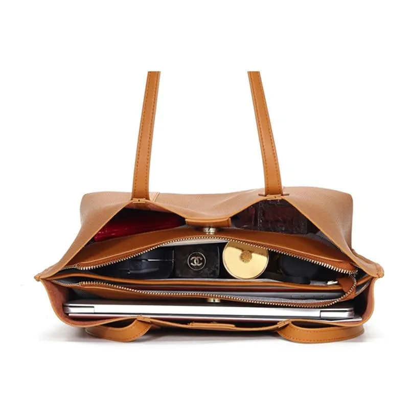Women's Vintage Soft Cow Genuine Leather Zipper Shoulder Bags
