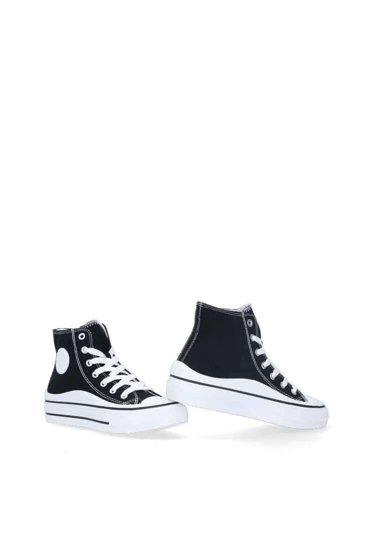 ZAPATILLAS DEPORTIVAS DE LONA ESTILO CONVER ALTO ETIKA NEGRO PLANO MUJER RANGIROA